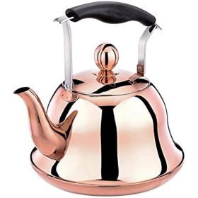 Rose Gold Stainless Steel Kettle; Streamlined Spout; Anti-scalding Handle; tea Kettle for Stove Top Whistling (Size : 4L) - 5L