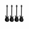 4Pcs Metal Guitar Spoon Flatware Set 18/10 Stainless Steel Guitar Spoons Creative Milk Coffee Spoon Ice Cream Candy Teaspoon - Black 4 Pcs