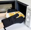 Kitchen Oven Gloves, Silicone and Cotton Double-Layer Heat Resistant Oven Mitts/BBQ Gloves - Black 2