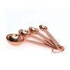 Kitchen Accessories 4Pcs/Set Measuring Cups Spoons Stainless Steel Plated Copper Wooden Handle Cooking Baking Tools - As pic show - 4Pcs/Set