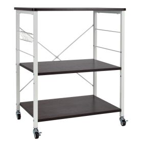 Kitchen Helper Oven Storage Cart 3-Tier Kitchen Baker's Rack With Hooks - Deep Brown - 23.5'' x 16'' x 29''