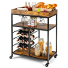 Kitchen And Living Room 3-Tier Food Stand Storage Shelf  - Brown B - 28" x 17" x 37"