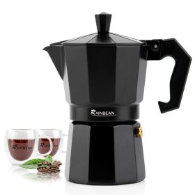 Electric Aluminum Stovetop Espresso Maker Espresso Cup Maker Italian Espresso - Black - 6 cups