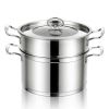 Home Delicacies Pot 2-Tier 304 Stainless Steel Steaming Cookware - Silver - Stainless steel