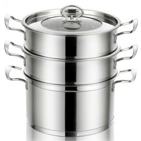 Daily Delicacies Pot 304 Stainless Steel  3-Tier Steamer Pot - Silver - Stainless steel