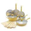 Ceramic Nonstick Pink 15pc Set - yellow