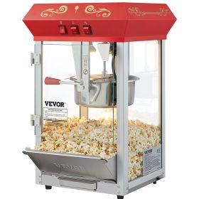 VEVOR Popcorn Popper Machine 8 Oz Countertop Popcorn Maker 850W 48 Cups Red - 8 Oz