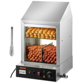 VEVOR 2-Tier Commercial Food Warmer Countertop Pizza Cabinet with Water Tray - Hot Dog Steamer