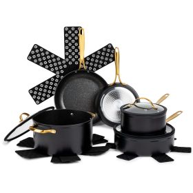 Nonstick 12-Piece Cookware Set, Gold - Gold