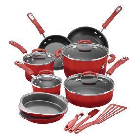 15-Piece Classic Brights Nonstick Pots and Pans/Cookware Set, Red Gradient - Red Gradient