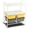 4 Drawers Shelves Rolling Storage Cart Rack - Yellow