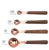 Kitchen Accessories 4Pcs/Set Measuring Cups Spoons Stainless Steel Plated Copper Wooden Handle Cooking Baking Tools - Rose Gold - 4-PC