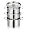 Daily Delicacies Pot 304 Stainless Steel  3-Tier Steamer Pot - Silver - Stainless steel