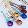 4Pcs Metal Guitar Spoon Flatware Set 18/10 Stainless Steel Guitar Spoons Creative Milk Coffee Spoon Ice Cream Candy Teaspoon - Rose Golden 4 Pcs