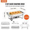 VEVOR 4-Pack Rectangle Chafing Dish Set with Full-Size 8Qt Pan Frame Fuel Holder - 6-Pack