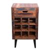 9 Bottle Storage Wine Rack Cabinet with 1 Drawer and Angled Metal Legs, Brown - Default