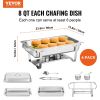 VEVOR 4-Pack Rectangle Chafing Dish Set with Full-Size 8Qt Pan Frame Fuel Holder - 4-Pack