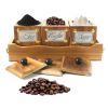 WILLART Handcrafted Teak Wood Antique Look Tea Coffee Sugar 3 Container Set in Wooden Tray ‚Äì Container with Lids (Dimension : 13.50 x 5.50 x 6 Inch)