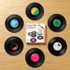 6pcs Record Design Coasters With Gift Box; Vinyl Record Coasters For Drinks Novelty"