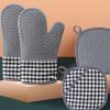 1pc Silicone Oven Mitts; Heat Insulation Pad; Nordic Style Microwave Oven Gloves; Kitchen Baking Gloves - A