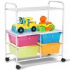 4 Drawers Shelves Rolling Storage Cart Rack - Transparent Multicolor