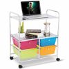 4 Drawers Shelves Rolling Storage Cart Rack - Transparent Multicolor