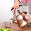 Rose Gold Stainless Steel Kettle; Streamlined Spout; Anti-scalding Handle; tea Kettle for Stove Top Whistling (Size : 4L) - 6L