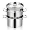 Home Delicacies Pot 2-Tier 304 Stainless Steel Steaming Cookware - Silver - Stainless steel