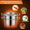 Home Delicacies Pot 2-Tier 304 Stainless Steel Steaming Cookware - Silver - Stainless steel