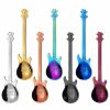 4Pcs Metal Guitar Spoon Flatware Set 18/10 Stainless Steel Guitar Spoons Creative Milk Coffee Spoon Ice Cream Candy Teaspoon - Black 4 Pcs