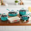 Frontier Speckle Aluminum 10-Piece Cookware Set, Turquoise - Red