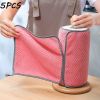 Kitchen daily dish towel;  dish cloth;  kitchen rag;  non-stick oil;  thickened table cleaning cloth;  absorbent scouring pad - 25x25cm pink - 5PC