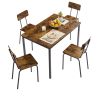 Dining Table Set 5-Piece Dining Chair with Backrest; Industrial style; Sturdy construction(Rustic Brown; 43.31''L*27.56''W*30.32''H) - 5