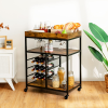 Kitchen And Living Room 3-Tier Food Stand Storage Shelf  - Brown B - 28" x 17" x 37"