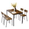 Dining Table Set 5-Piece Dining Chair with Backrest; Industrial style; Sturdy construction(Rustic Brown; 43.31''L*27.56''W*30.32''H) - 5