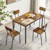 Dining Table Set 5-Piece Dining Chair with Backrest; Industrial style; Sturdy construction(Rustic Brown; 43.31''L*27.56''W*30.32''H) - 5