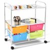 4 Drawers Shelves Rolling Storage Cart Rack - Transparent Multicolor