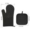 Kitchen Oven Gloves, Silicone and Cotton Double-Layer Heat Resistant Oven Mitts/BBQ Gloves - White