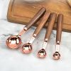 Kitchen Accessories 4Pcs/Set Measuring Cups Spoons Stainless Steel Plated Copper Wooden Handle Cooking Baking Tools - Rose Gold - 4-PC