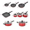 Home Delicacies Hard Anodized Nonstick Cookware Pots and Pans Pieces Set - Black & Red - Hard anodized Aluminum