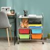 4 Drawers Shelves Rolling Storage Cart Rack - Multicolor