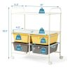 4 Drawers Shelves Rolling Storage Cart Rack - Yellow