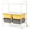 4 Drawers Shelves Rolling Storage Cart Rack - Yellow