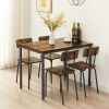 Dining Table Set 5-Piece Dining Chair with Backrest; Industrial style; Sturdy construction(Rustic Brown; 43.31''L*27.56''W*30.32''H) - 5