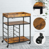 Kitchen And Living Room 3-Tier Food Stand Storage Shelf  - Brown B - 28" x 17" x 37"